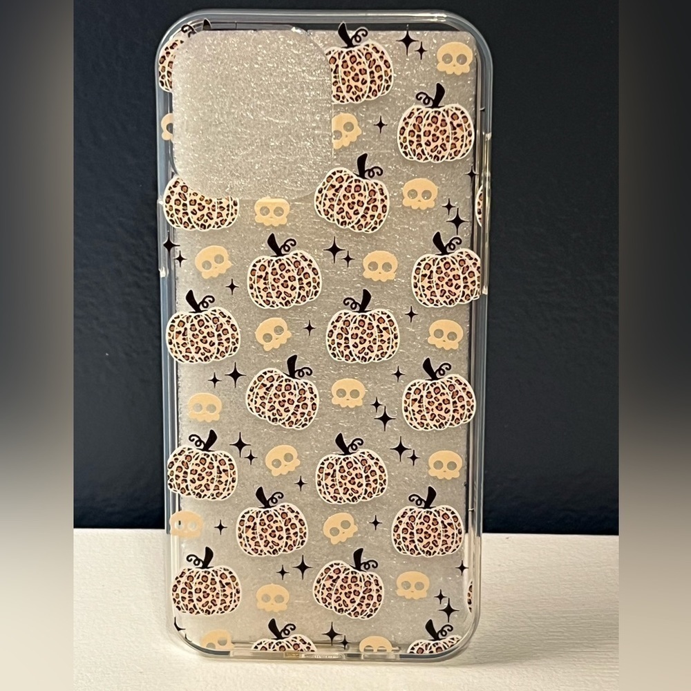 Animal Print Pumpkin Skull iPhone 13 Case - Picture 1 of 3